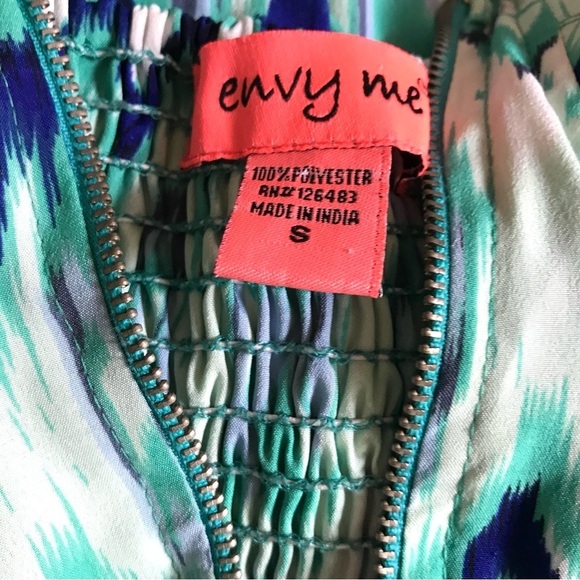 ENVY ME S Aqua Blue Green High Low Boho strapless summer dress Size Small - Picture 9 of 15